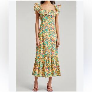 Rixo June midi dress in an 80s Micro Shell print made of cotton